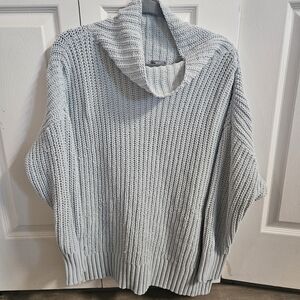 aerie Light Gray Ribbed Cowl Neck Sweater